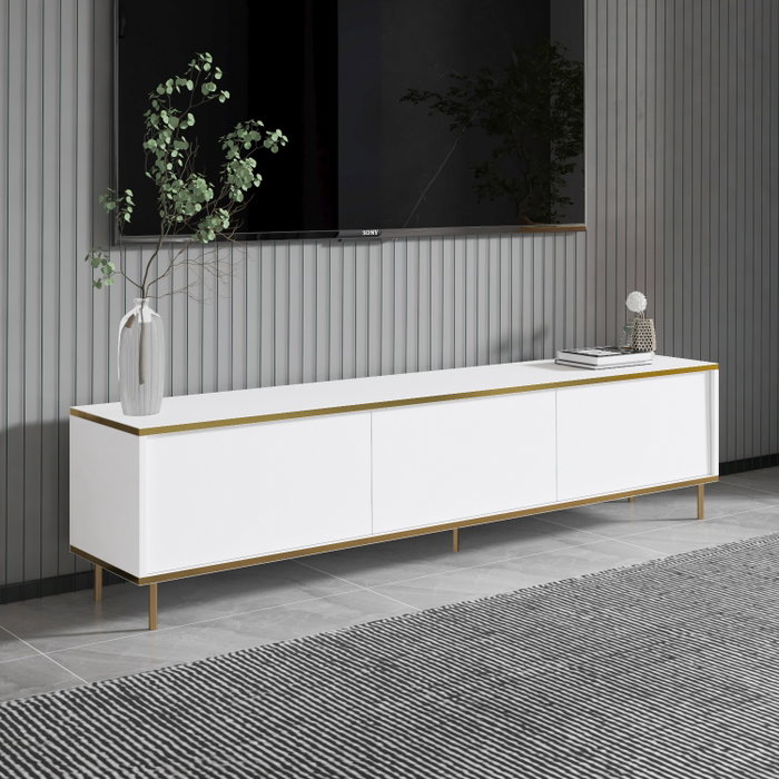 Hanah Home Soporte para TV Blanco y Dorado